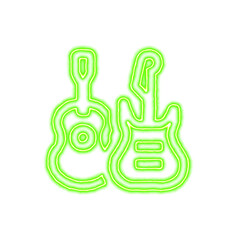 Icon guitars from the flow of energy of green color. Shimmering neon