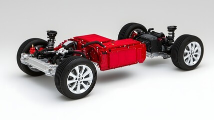 A cutting edge hybrid vehicle drivetrain system showcasing the seamless of an electric motor and a combustion engine delivering advanced power and efficiency