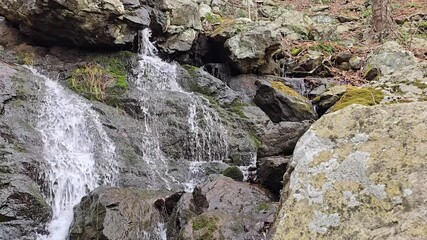Rocky Waterfall 1 - 60 fps Natural Waterfall Running Water Stream River Creek Mountain Forest Hike Adventure Rocks Boulders 4K High Quality Sound Cataract Park Long Valley New Jersey North East USA