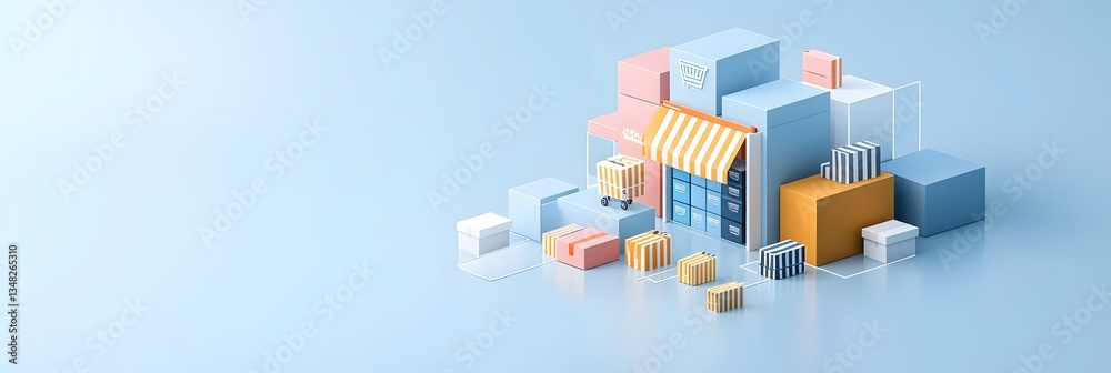 Fototapete a dynamic and dimensional composition of layered 3d shapes forming an abstract representation of an 