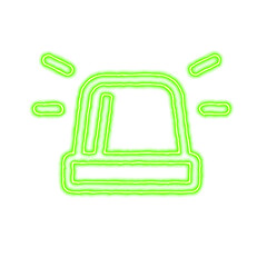 Icon siren on from the flow of energy of green color. Shimmering neon