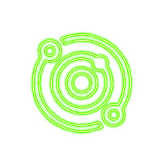 Icon solar system from the flow of energy of green color. Shimmering neon