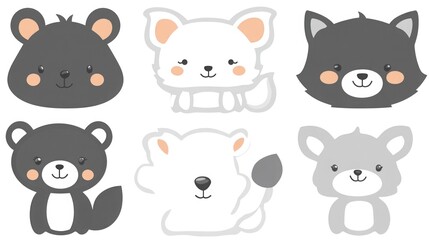 Cute woodland animals, various colors