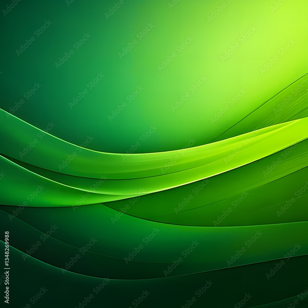 Poster abstract green wave design with smooth curves and dynamic motion