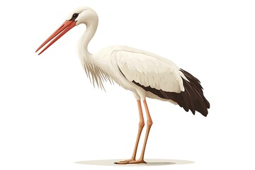 White stork profile, isolated, illustration, nature, wildlife, animal, bird,  background