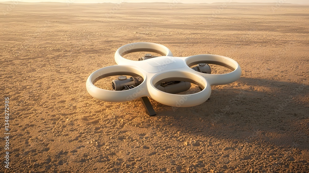Aufkleber a sleek advanced quadcopter drone equipped with cutting edge sensors and hovers silently over the ar