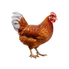 Brown hen standing on a transparent background
