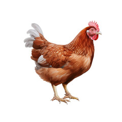 Fototapeta premium Brown hen standing on a transparent background