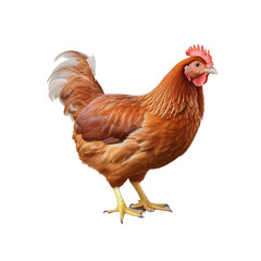 Brown hen standing on a transparent background