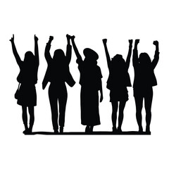 Feminism Silhouette, Vector, Icon, Logo, White Background.