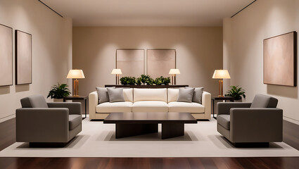 Fototapeta premium Elegant Simplicity: A Perfectly Balanced Living Space