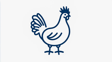 A clean, minimalistic line drawing of a rooster eating