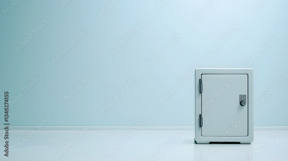 Aufkleber a small modern home safe positioned on a plain white surface showcasing a minimalist and secure stor