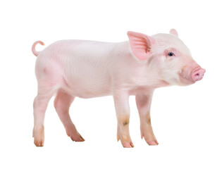 Fototapeta premium Cute Piglet Standing in Profile View