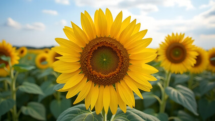  Sunflowers at Dawn &ndash; Golden Blooms in the Morning Light

