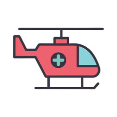 Minimalist Medical Helicopter Icon Vector Logo with Cross Symbol.