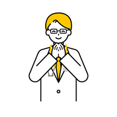 上半身のポーズ_シンプルな医師の男性07