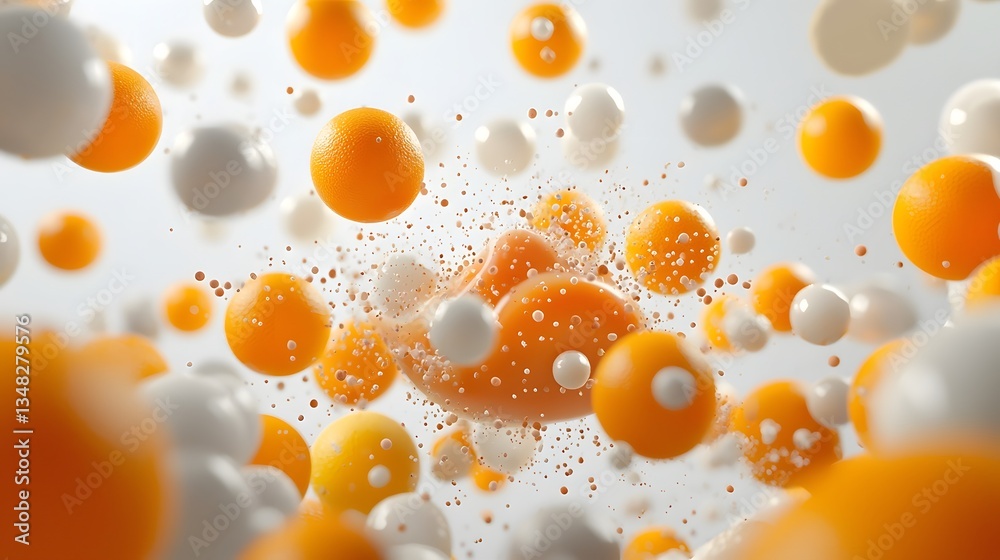 Aufkleber An abstract visual representation of the microscopic process of lipolysis where fat molecules are broken down into smaller particles