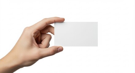 Blank business card held in hand.