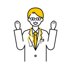 上半身のポーズ_シンプルな医師の男性06