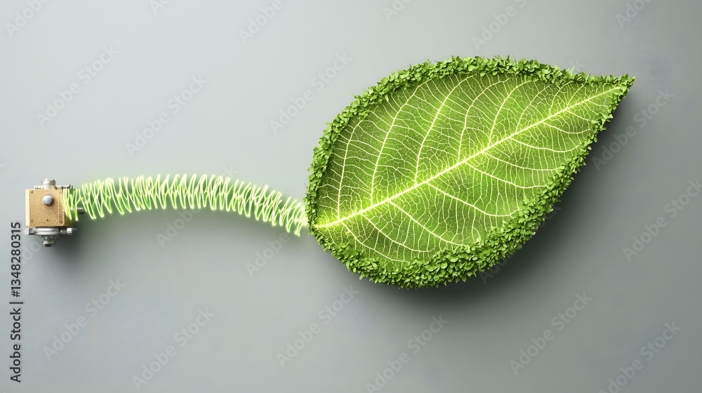 Poster an interpretation of a green energy motor where electromagnetic waves are arranged to create the sha