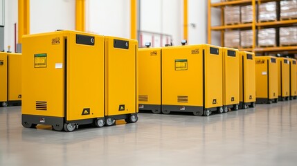 Futuristic 5G-Powered AGVs Revolutionizing Logistics with Real-time Communication for Smart Connectivity, Copy Space Available