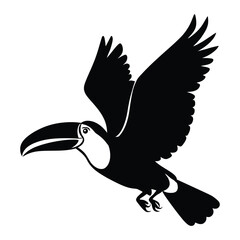 Obraz premium Toucan Silhouette, Vector, Icon, Logo, White Background.