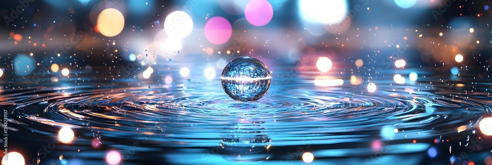 Fototapete captivating close up of rippling water surface reflecting a mesmerizing array of colorful shimmering