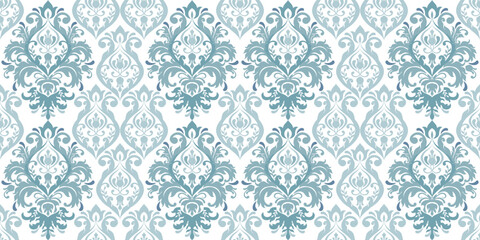 Vintage seamless damask pattern. Hand drawn floral background in turkish style. Wallpaper in Victorian style. Vector illustration