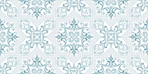 Vintage seamless damask pattern. Hand drawn floral background in turkish style. Wallpaper in Victorian style. Vector illustration