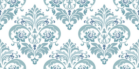 Vintage seamless damask pattern. Hand drawn floral background in turkish style. Wallpaper in Victorian style. Vector illustration