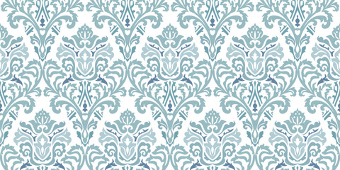 Vintage seamless damask pattern. Hand drawn floral background in turkish style. Wallpaper in Victorian style. Vector illustration