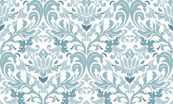Vintage seamless damask pattern. Hand drawn floral background in turkish style. Wallpaper in Victorian style. Vector illustration