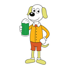 A cute dog with fluffy fur happily holding a steaming mug in its paws, giving a warm and cozy vibe, perfect for a relaxed moment of joy.