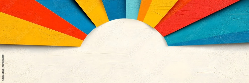 Aufkleber colorful abstract background featuring a vibrant geometric sunburst pattern in warm summer hues of r