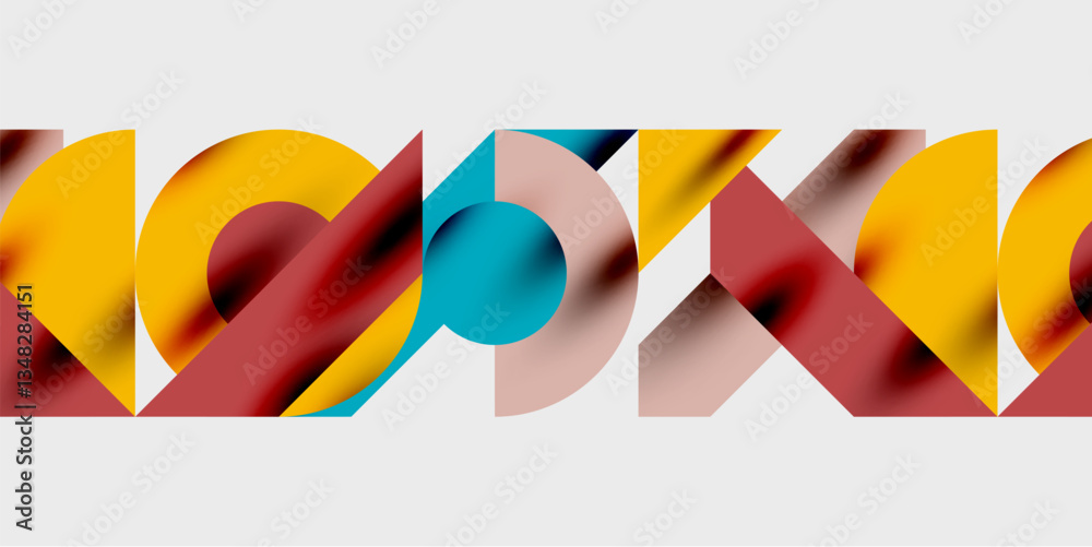 Aufkleber Modern abstract background featuring circles, lines, and triangles in a dynamic geometric composition. Perfect for stylish, tech, or creative-themed designs