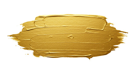 Golden Acrylic Paint Stroke on Transparent Background for Artistic Design Elements