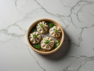 A beautifully plated arrangement of classic Chinese dumplings