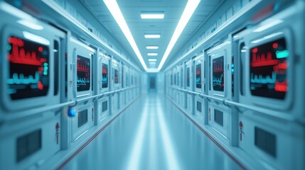 Obraz premium High-Tech Corridor in Futuristic Medical Facility Design