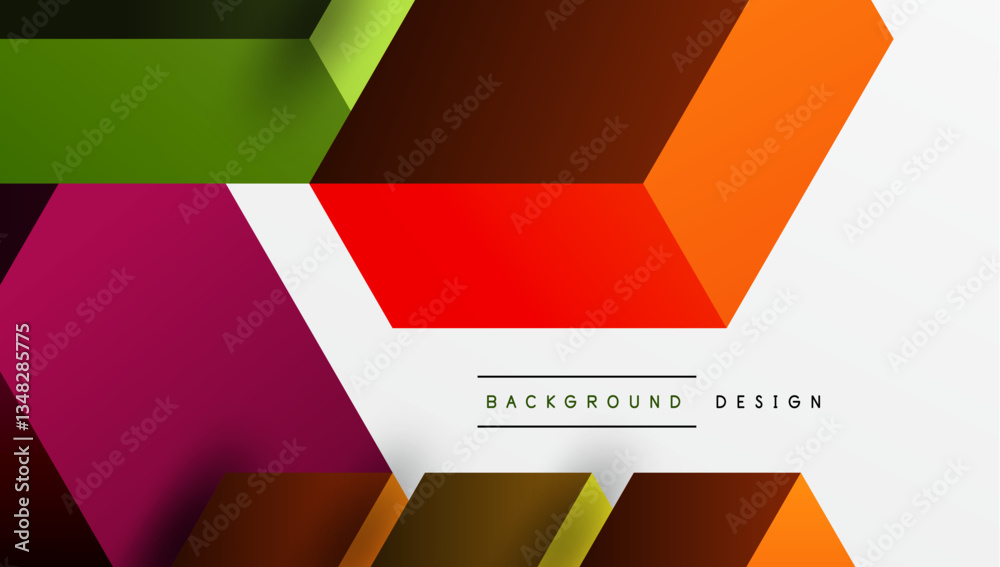 Poster Sleek abstract design featuring isometric 3D blocks in a clean, modern composition. Perfect for tech-inspired themes, with vibrant colors and geometric precision