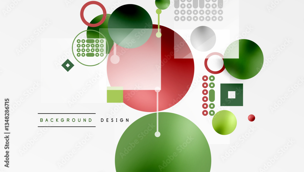 Poster Minimalistic abstract vector design, layered geometric shapes circles, squares, and triangles with soft pastel gradients and semi-transparent effects. Perfect for contemporary use