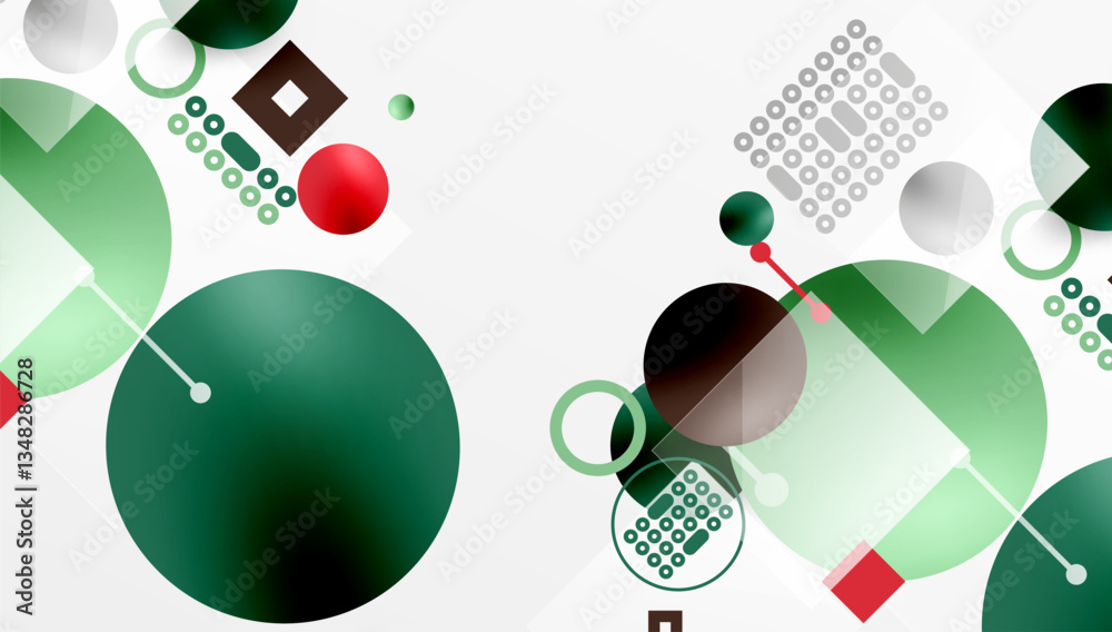 Aufkleber minimalistic abstract vector design, layered geometric shapes circles, squares, and triangles with s