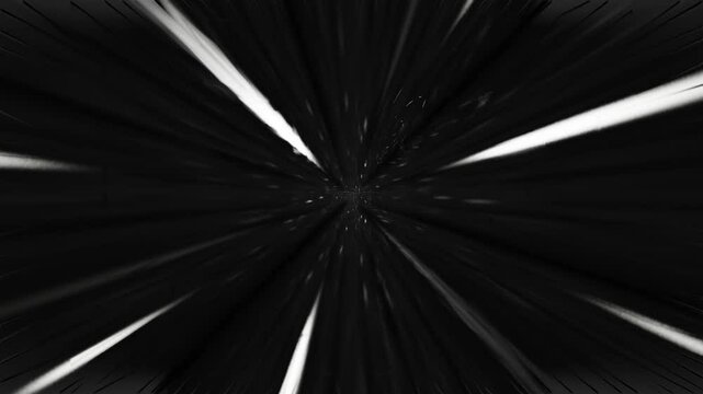 endless forward movement inside a dark gloomy tunnel with white lighting and abstract openwork walls. 3d render looped animation