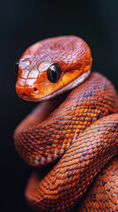 Naklejka premium Vibrant orange snake coiled up, striking and full of life, suitable for a mobile wallpaper.