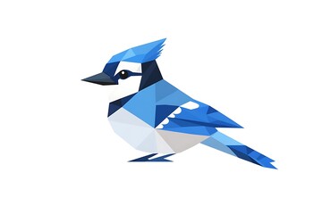 Geometric Blue Jay Profile, Abstract Bird Illustration, Minimalist Design, Suitable for Backgrounds or Posters