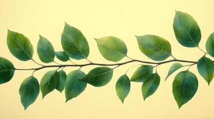 Naklejka premium Green leaves branch nature spring foliage plant