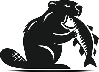 Beaver carrying a fish in its mouth vector
