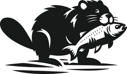 Beaver carrying a fish in its mouth vector