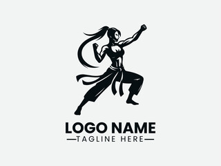 Female Martial Arts Logo Design, Woman Martial Arts Logo, Martial Arts Girl Logo