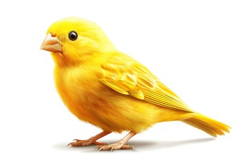 Vivid yellow bird, studio shot, isolated on white background, for use in nature or animal studies